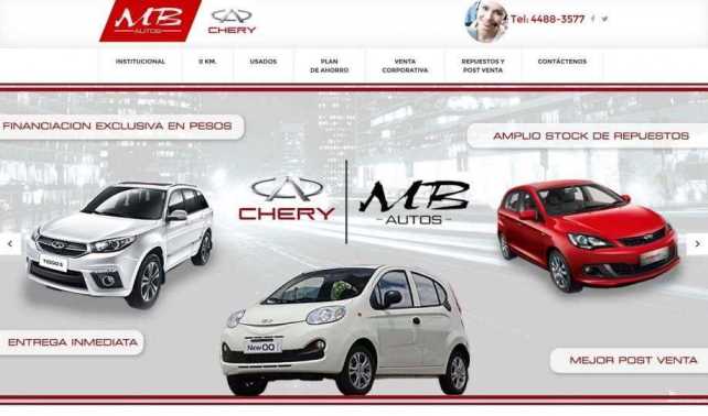 web producto Chery MB Autos